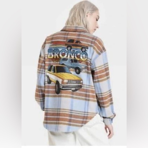 Ford Tops - Ford Bronco Flannel Shacket Shirt Retro Grunge Official Ford Merch Women’s Small